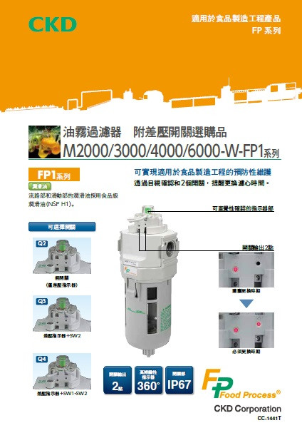 油霧過濾器　附差壓開關選購品 M2000/3000/4000/6000-W-FP1系列