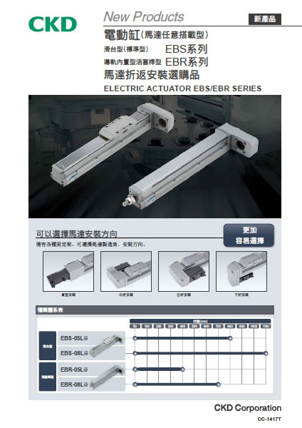 電動缸(馬達任意搭載型) EBS系列、EBR系列　馬達折返安裝選購品